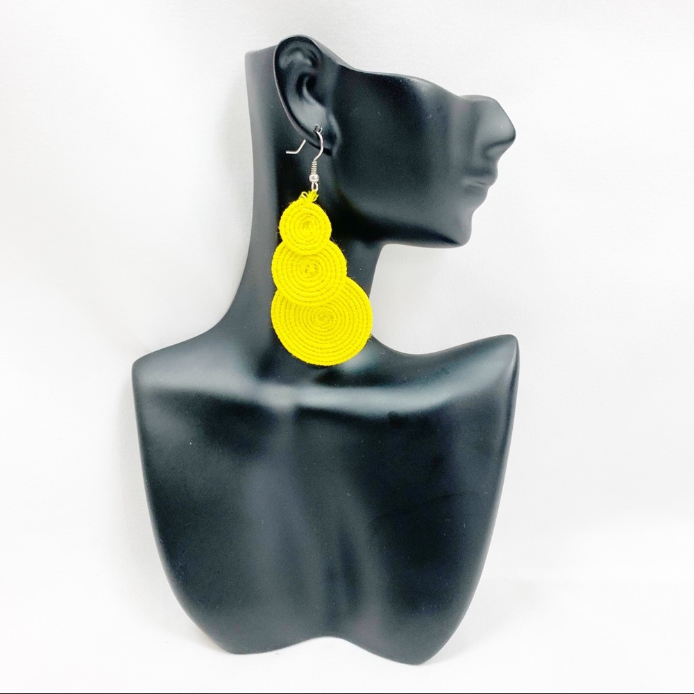 Handmade Yellow Jute Earrings